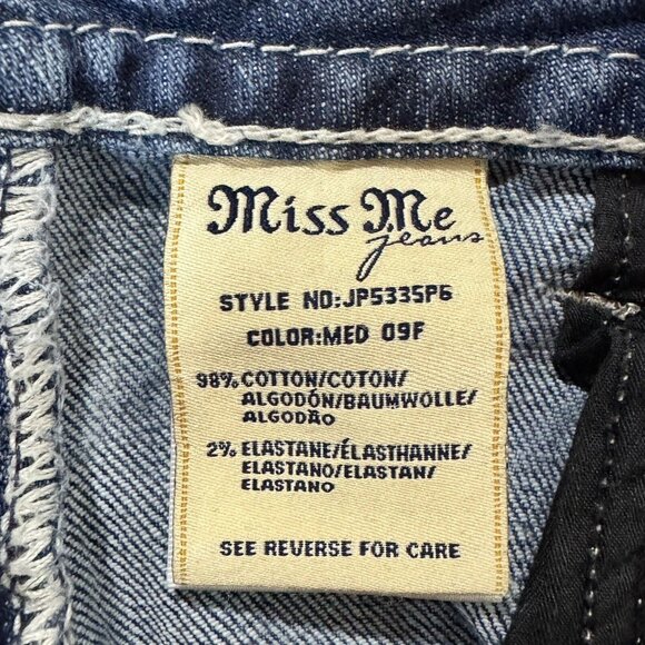 Miss Me Jeans Women 28 Blue Capri Low Rise Flap Pockets Distressed Stretch Denim - Picture 7 of 13